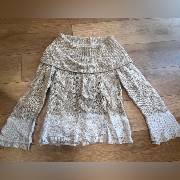 Sleeping On Snow Sweaters - Women’s Lrg Sleeping On Snow Anthropologie Cozy Cable Knit Off-Shoulder Sweater